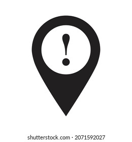 Ilustración vectorial de diseño de icono de alerta, pin, icono de advertencia