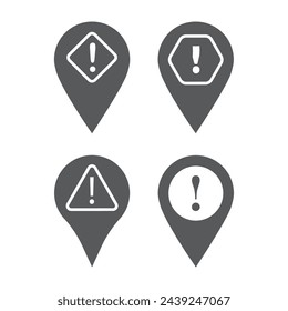 Alert pin warning icon design, isolated on white background, vector illustration