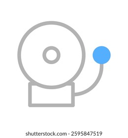 Alert, School Bell Icon in Gray and Blue Tones