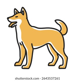 Shiba alerta está atentamente ilustração desenho estilo simples