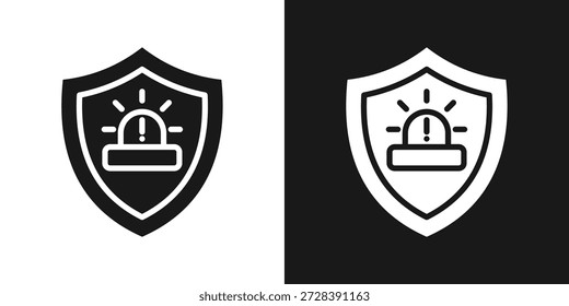 Icono De Escudo De Alerta En Estilo Glifo Blanco Y Negro
