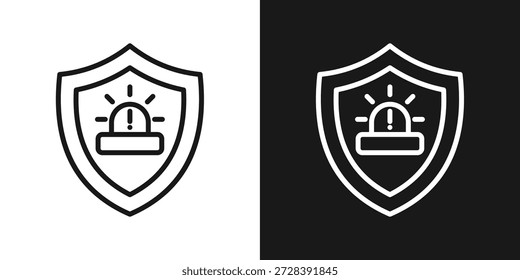 Icono De Escudo De Alerta En Estilo De Línea En Blanco Y Negro