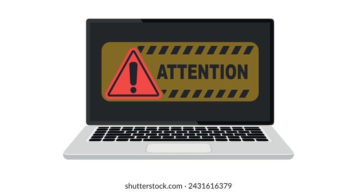 Signo de alerta. Atención, advertencia, alerta al atacante. Concepto de protección de seguridad tecnológica. Ilustración vectorial de stock.