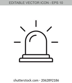 Alert sign. Editable stroke line icon. Vector illustration.