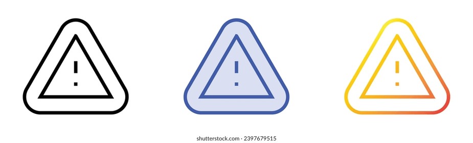 Warnzeichen-Symbol Lineare, blaue Füllung und Farbstil-Design einzeln auf weißem Hintergrund