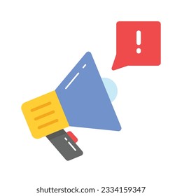 Alert sign inside chat bubble with megaphone depicting marketing alert concept vector