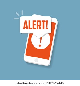 Alert sign on the smartphone screen. Important reminder.