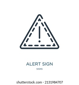 alert sign thin line icon. alert, warning linear icons from signs concept isolated outline sign. Vector illustration symbol element for web design and apps.