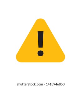 Alert sign vector icon, warning and exclamation symbol. Triangle with rounded borders and exclamation mark.