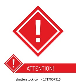 signo de alerta aviso de peligro , icono rojo aislado en blanco para la televisión inferior de banda de noticias, signo de exclamación de atención , ilustración vectorial