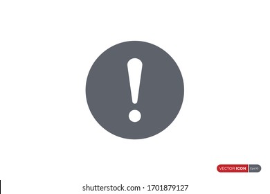 Signo de alerta, icono de advertencia y exclamación con forma circular. Elemento de plantilla de diseño de icono de vector plano.