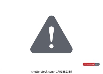 Signo de alerta, icono de advertencia y exclamación con forma redondeada de triángulo. Elemento de plantilla de diseño de icono de vector plano.
