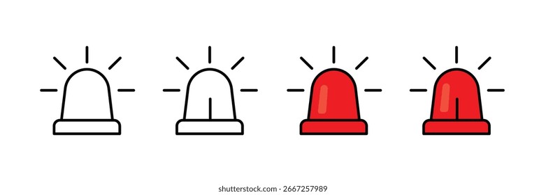 Alarmsirenen-Symbolsatz, Vektor einzeln auf weißem Hintergrund. 