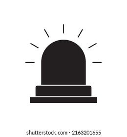 Alert siren, warning icon in black flat glyph, filled style isolated on white background