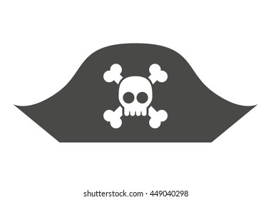 alert skull in hat pirate  isolated icon design, vector illustration  graphic 