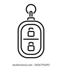 Vector de esquema de icono de tecla inteligente de alerta. Vehículo de control. Entrada inteligente automática