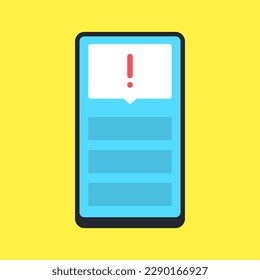 Alert, smartphone notification, warning, important message concepts. Vector.