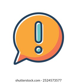 Burbuja de discurso de alerta. Burbuja de discurso colorida con signo de exclamación, que significa advertencia, precaución o notificación.