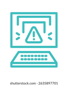 Alert symbol on a computer screen with a keyboard illustration. Digital insurance icon cyber security symbols concept.