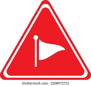 Alert symbol, red flag signal. Attention care. Red flags are related to danger, a warning sign of a dangerous scenario.