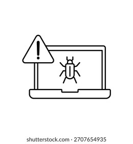 Alert System icon outline editable stroke line drawing eps.