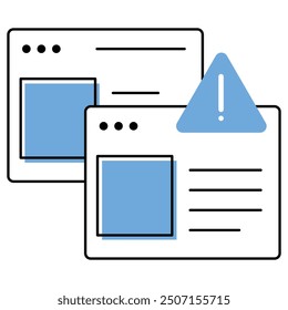 Icono de notificación del sistema de alerta con símbolo de advertencia. Icono de Vector del sistema de alerta de página web - Notificación de advertencia