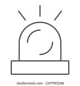 Alert thin line icon, attention and siren, alarm sign, vector graphics, a linear pattern on a white background, eps 10.