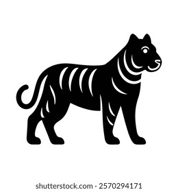 Alert tiger standing silhouette icon vector design