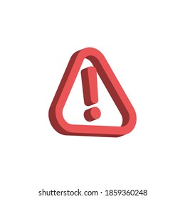 Alert vector icon 3d style. Rounded triangle with exclamation icon.