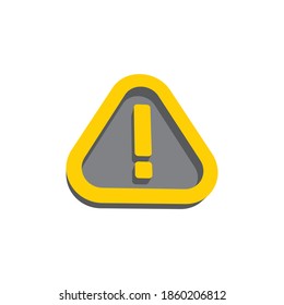 Alert vector icon 3d style. Rounded triangle with exclamation icon.