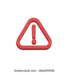 Alert vector icon 3d style. Rounded triangle with exclamation icon.