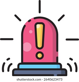 Alert vector icon with red emergency signal, ideal for notifications, warning signs, or safety alert interface design.