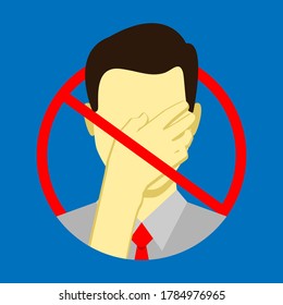 alert for viruses, part of the face is where the virus enters the body. don't touch the face flat icon vector illustration, isolated stock vector