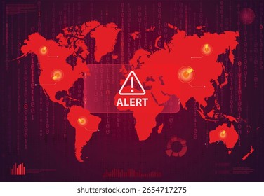 Vetor de ilustração do Mapa Mundial de Alerta de Ataque na Tela	
