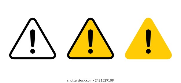 Alert warning, caution, danger icon vector in flat style. Exclamation mark sign symbol on triangle