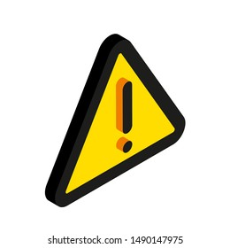 Alert warning isometric 3d vector icon orange