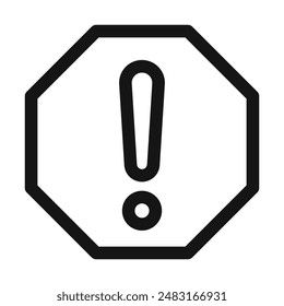 alert warning spam octagon icon Black line art vector