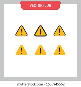 Alert warning vector icon set. Attention symbol collection.