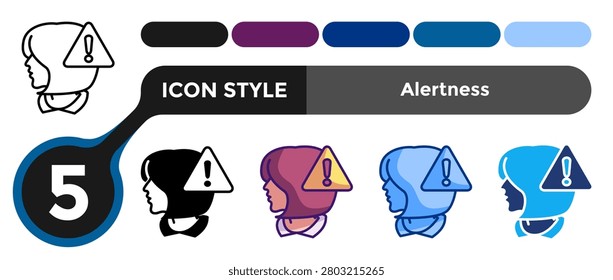 Alertness icon for illustrating awareness systems, quick response capability, and heightened mental readiness. Line, Filled, Color, Blue, Dualtone style.