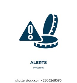 alerts vector icon. alerts, button, alert filled icons from flat investing concept. Isolated black glyph icon, vector illustration symbol element for web design and mobile apps