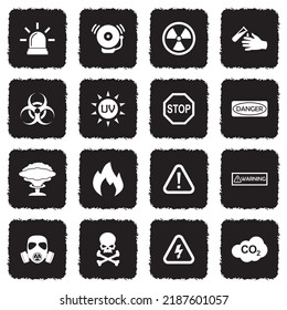 Alerts Warning Icons Grunge Black Flat Stock Vector (Royalty Free ...