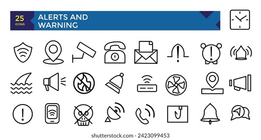 Alerts and Warning set line icon pack symbol collection