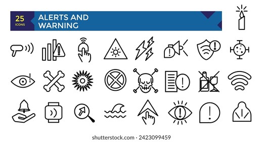 Alerts and Warning set line icon pack symbol collection