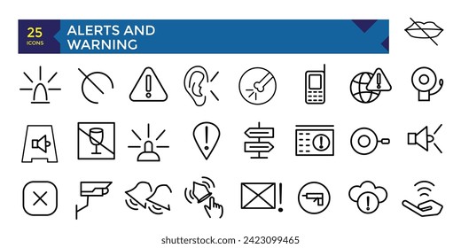 Alerts and Warning set line icon pack symbol collection