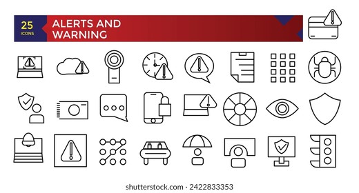 Alerts and warning signs set line icons set for mobile ux-ui kit