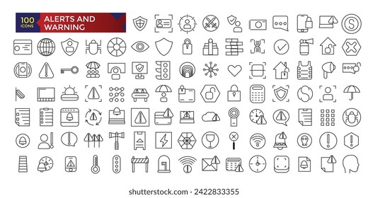 Alerts and warning signs set line icons set for mobile ux-ui kit