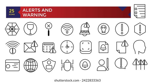 Alerts and warning signs set line icons set for mobile ux-ui kit