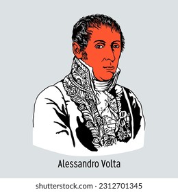 Alessandro Volta - físico, químico y fisiólogo italiano, uno de los fundadores de la doctrina de la electricidad. Ilustración vectorial.