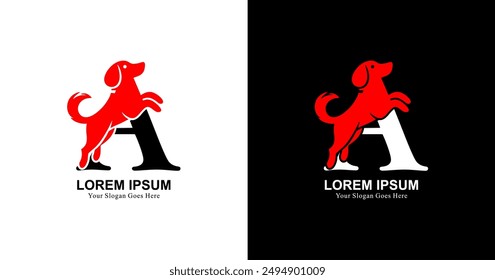 A-letter logo design combined with standing dog