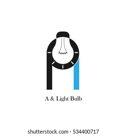 A-letter/alphabet icon and light bulb abstract logo design vector template.Corporate business logotype idea concept.Vector illustration